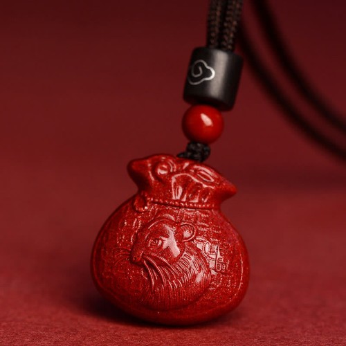 Chinese Zodiac Money Bag Cinnabar Calm Necklace Pendant Chinese Zodiac Money Bag Cinnabar Calm Necklace Pendant