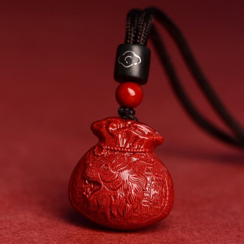 Chinese Zodiac Money Bag Cinnabar Calm Necklace Pendant Chinese Zodiac Money Bag Cinnabar Calm Necklace Pendant