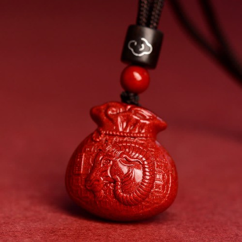 Chinese Zodiac Money Bag Cinnabar Calm Necklace Pendant Chinese Zodiac Money Bag Cinnabar Calm Necklace Pendant
