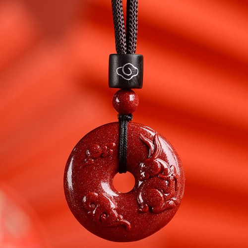Chinese Zodiac Cinnabar Peace Necklace