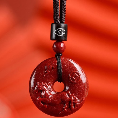 Chinese Zodiac Cinnabar Peace Necklace