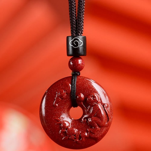Chinese Zodiac Cinnabar Peace Necklace