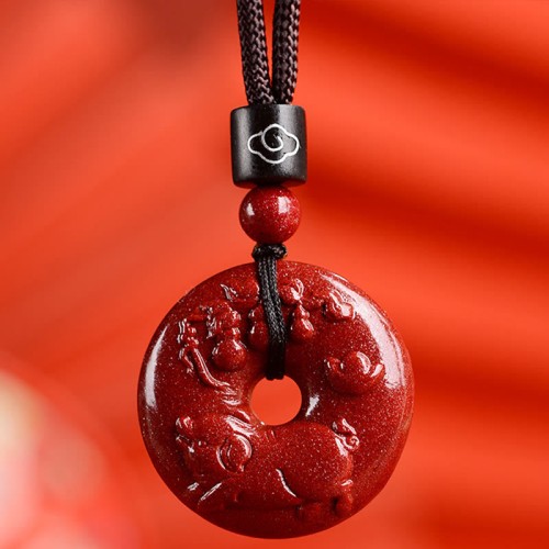 Chinese Zodiac Cinnabar Peace Necklace