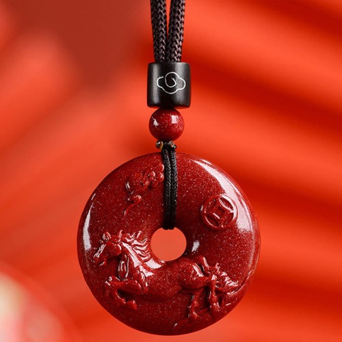 Chinese Zodiac Cinnabar Peace Necklace