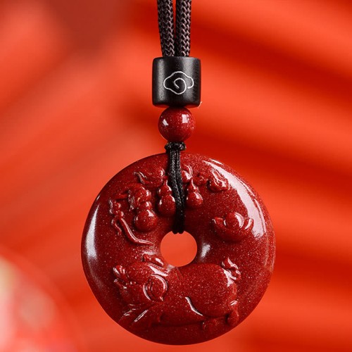 Chinese Zodiac Cinnabar Peace Necklace
