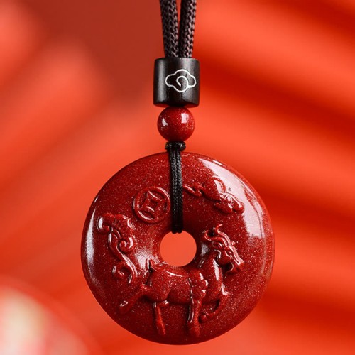 Chinese Zodiac Cinnabar Peace Necklace