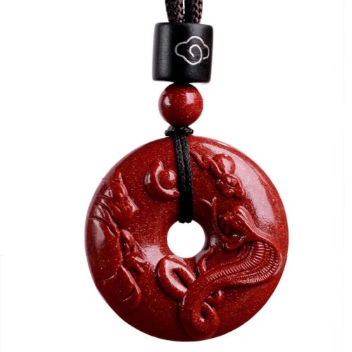 Chinese Zodiac Cinnabar Peace Necklace