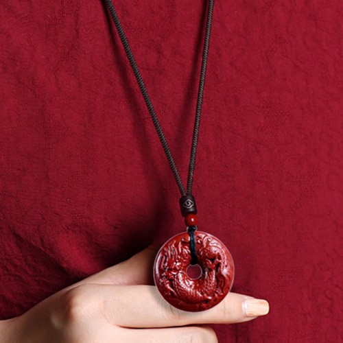 Chinese Zodiac Cinnabar Peace Necklace
