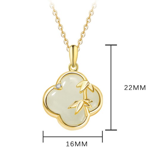Hetian Jade Four Leaf Clover Bamboo Growth Necklace Hetian Jade Four Leaf Clover Bamboo Growth Necklace