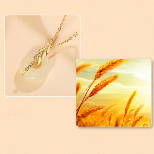Hetian Jade Wheat Luck Necklace Pendant