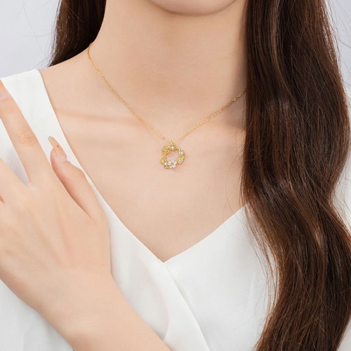 Sterling Silver Cubic Zirconia Shell Butterfly Blessing Necklace Sterling Silver Cubic Zirconia Shell Butterfly Blessing Necklace