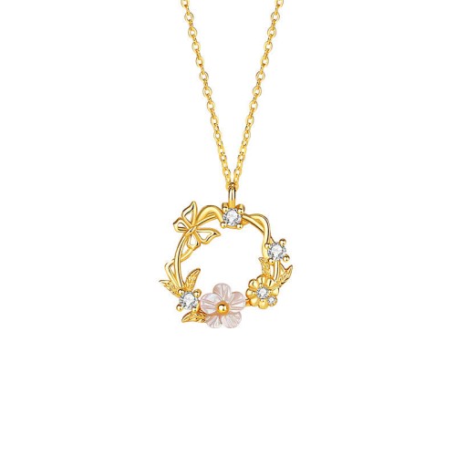 Sterling Silver Cubic Zirconia Shell Butterfly Blessing Necklace Sterling Silver Cubic Zirconia Shell Butterfly Blessing Necklace