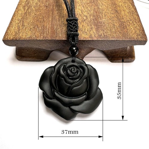 Black Obsidian Black Rose Purification Necklace Pendant