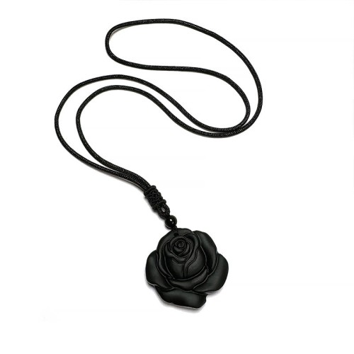 Black Obsidian Black Rose Purification Necklace Pendant