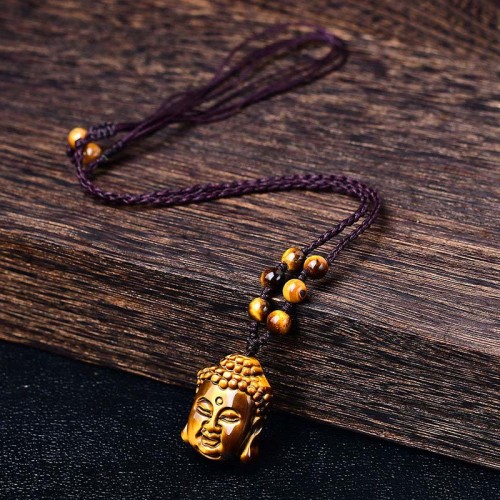Tiger Eye Buddha Head Courage Necklace Tiger Eye Buddha Head Courage Necklace