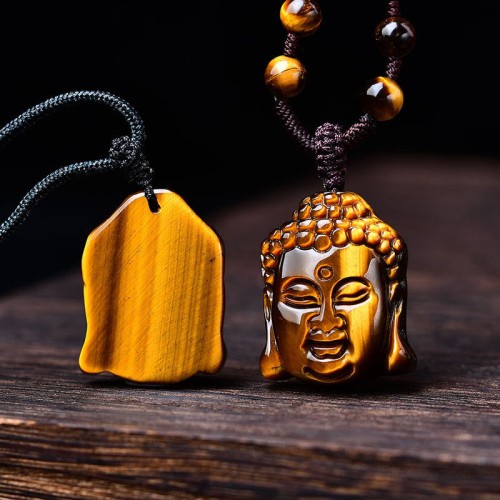 Tiger Eye Buddha Head Courage Necklace Tiger Eye Buddha Head Courage Necklace