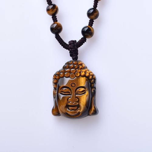 Tiger Eye Buddha Head Courage Necklace Tiger Eye Buddha Head Courage Necklace