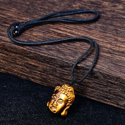 Tiger Eye Buddha Head Courage Necklace Tiger Eye Buddha Head Courage Necklace