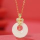 Hetian Jade Peace Buckle Luck Blessing Necklace Pendant Hetian Jade Peace Buckle Luck Blessing Necklace Pendant