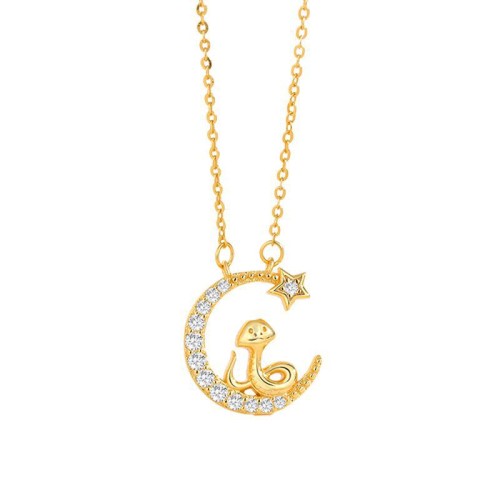925 Silver Moon Snake Year Blessing Necklace 925 Silver Moon Snake Year Blessing Necklace