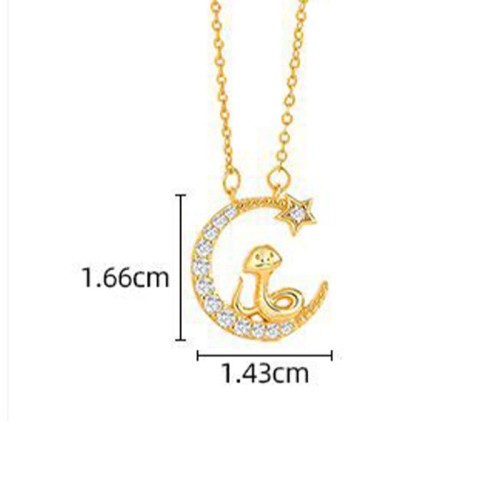 925 Silver Moon Snake Year Blessing Necklace 925 Silver Moon Snake Year Blessing Necklace