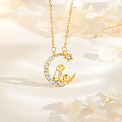 925 Silver Moon Snake Year Blessing Necklace 925 Silver Moon Snake Year Blessing Necklace