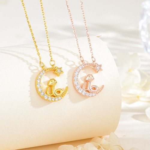 925 Silver Moon Snake Year Blessing Necklace 925 Silver Moon Snake Year Blessing Necklace