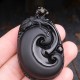 Black Obsidian PiXiu Oval Strength Necklace Pendant Black Obsidian PiXiu Oval Strength Necklace Pendant
