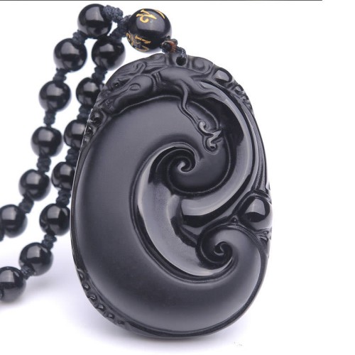 Black Obsidian PiXiu Oval Strength Necklace Pendant Black Obsidian PiXiu Oval Strength Necklace Pendant