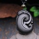 Black Obsidian PiXiu Oval Strength Necklace Pendant Black Obsidian PiXiu Oval Strength Necklace Pendant