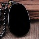 Black Obsidian PiXiu Oval Strength Necklace Pendant Black Obsidian PiXiu Oval Strength Necklace Pendant