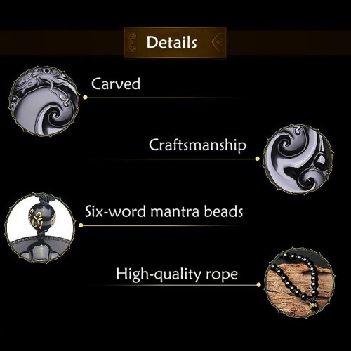 Black Obsidian PiXiu Oval Strength Necklace Pendant Black Obsidian PiXiu Oval Strength Necklace Pendant