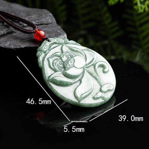 Lotus Jade Abundance Prosperity Rope Pendant Necklace