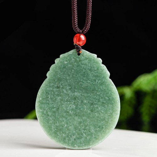 Lotus Jade Abundance Prosperity Rope Pendant Necklace