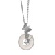 Silver Butterfly Chalcedony Blessing Luck Pendant