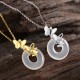 Silver Butterfly Chalcedony Blessing Luck Pendant