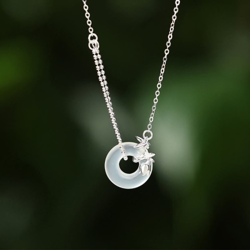 Sterling Silver Tulip Chalcedony Fortune Necklace Pendant