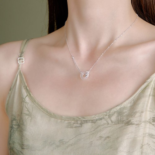 Sterling Silver Tulip Chalcedony Fortune Necklace Pendant