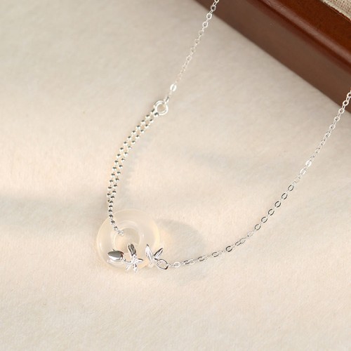 Sterling Silver Tulip Chalcedony Fortune Necklace Pendant