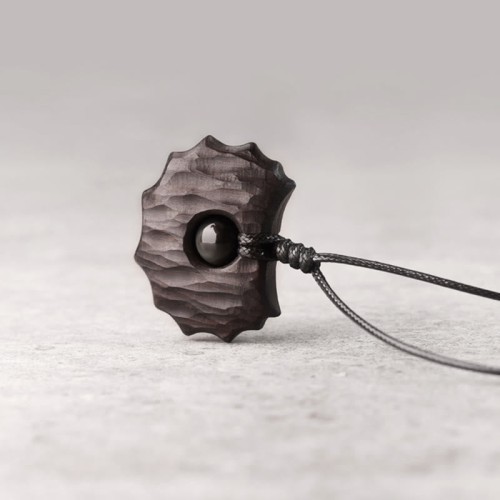 Ebony Obsidian Irregular Shape Peace Necklace Pendant Ebony Obsidian Irregular Shape Peace Necklace Pendant