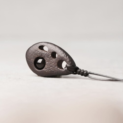 Ebony Hollow Obsidian Peace Necklace Pendant Ebony Hollow Obsidian Peace Necklace Pendant