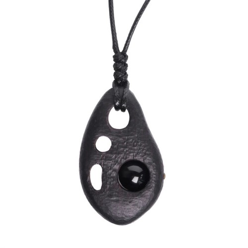 Ebony Hollow Obsidian Peace Necklace Pendant Ebony Hollow Obsidian Peace Necklace Pendant