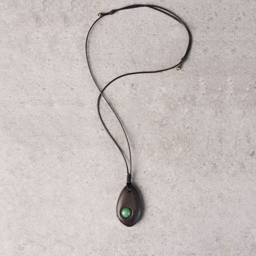 Ebony Wood Aventurine Peace Necklace Pendant Ebony Wood Aventurine Peace Necklace Pendant