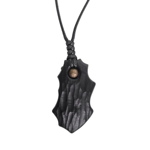 Ebony Wood Copper Bead Peace Necklace Pendant