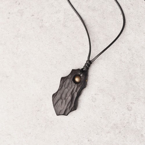 Ebony Wood Copper Bead Peace Necklace Pendant