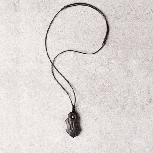 Ebony Wood Copper Bead Peace Necklace Pendant