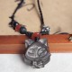 Silver Sheen Obsidian Nine Tailed Fox Protection Pendant