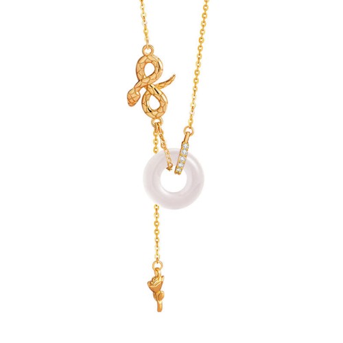 Chalcedony Snake Rose Harmony Necklace