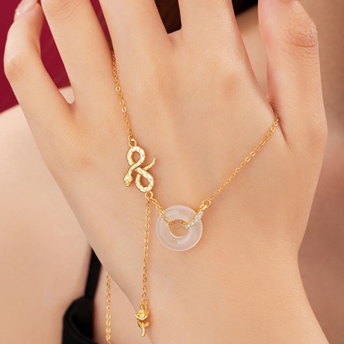 Chalcedony Snake Rose Harmony Necklace