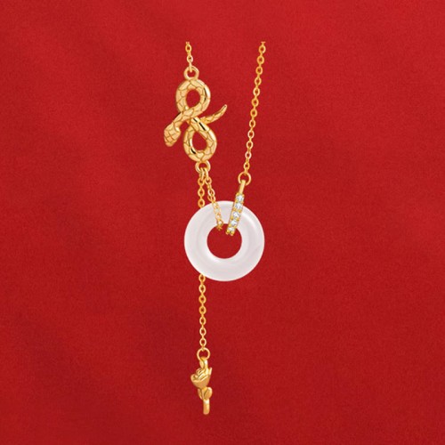 Chalcedony Snake Rose Harmony Necklace